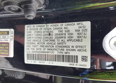 2022 Honda Cr-V Awd Ex z USA, uszkodzony, nr VIN 2HKRW2H56NH641052